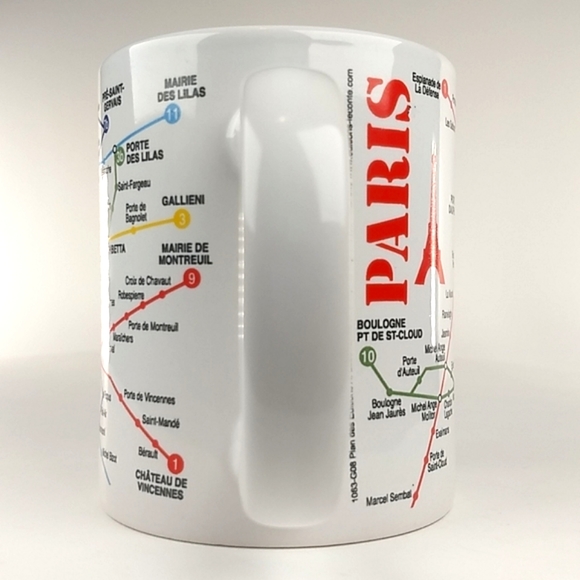 French Made Paris Metro Map Mug 12 Ounce Ceramic Mug Made in France VTG 90s - Picture 5 of 10